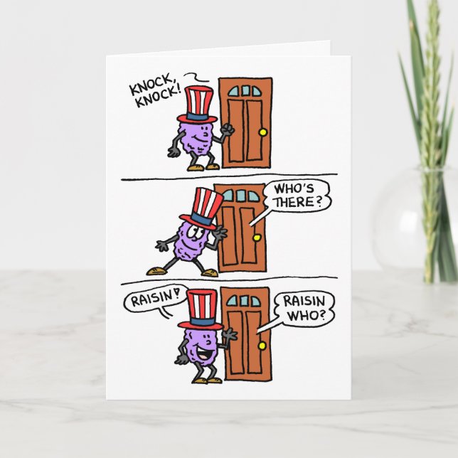 Knock Knock Raisin Independence Day July 4th Card (Front)