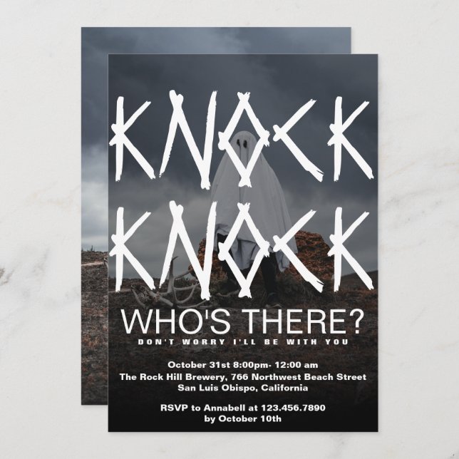 Knock Knock Who's There Photo Halloween Invitation (Front/Back)
