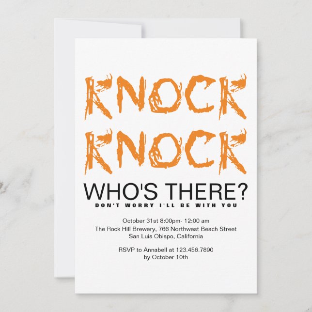 Knock Knock Who's There Photo Halloween Party Invitation (Front)
