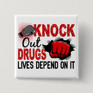 Knock Out Drugs 2 Male Fist 15 Cm Square Badge