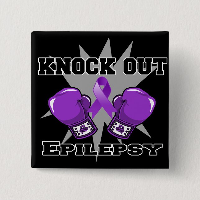 Knock Out Epilepsy 15 Cm Square Badge (Front)