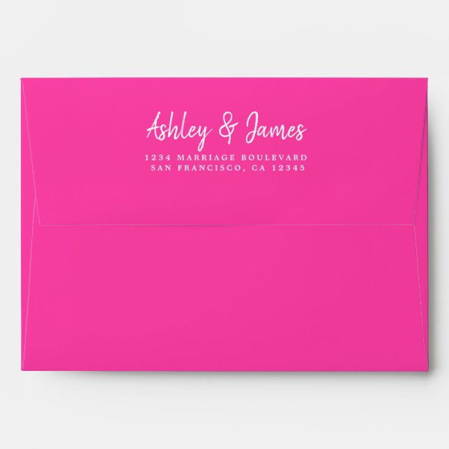 Knockout Pink Wedding Return Address Envelope (Back (Top Flap))