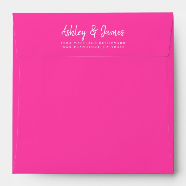Knockout Pink Wedding Return Address Envelope (Back (Top Flap))