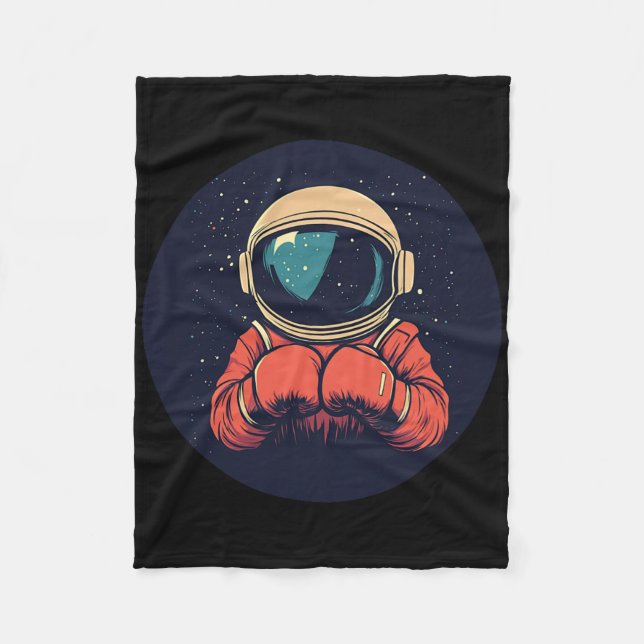 Knockout Space Adventure With This Boxing Astronau Fleece Blanket (Front)