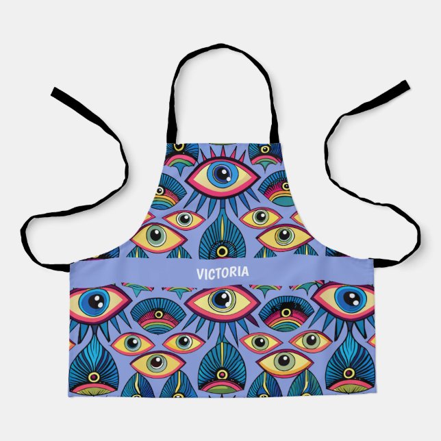 Knolling Charybdis Eyes Rainbow Custom Pattern Apron (Front)