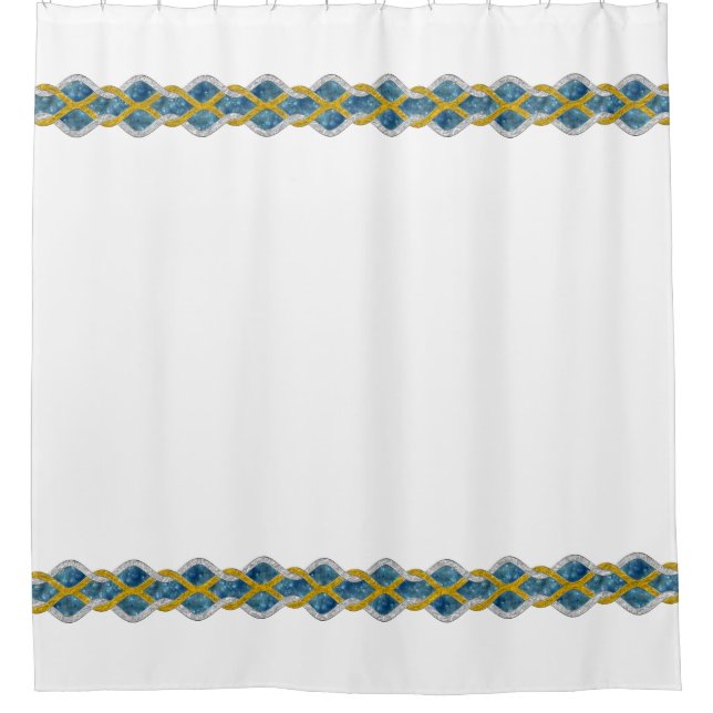 Knot Border - gold silver universe + your back Shower Curtain (Front)