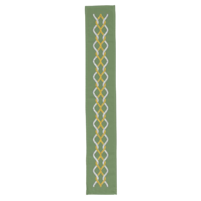 Knot Border gold silver + your backg. & ideas Long Table Runner (Front)