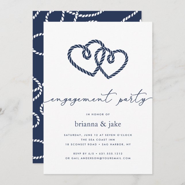 Knotted Hearts Engagement Party Invitation (Front/Back)