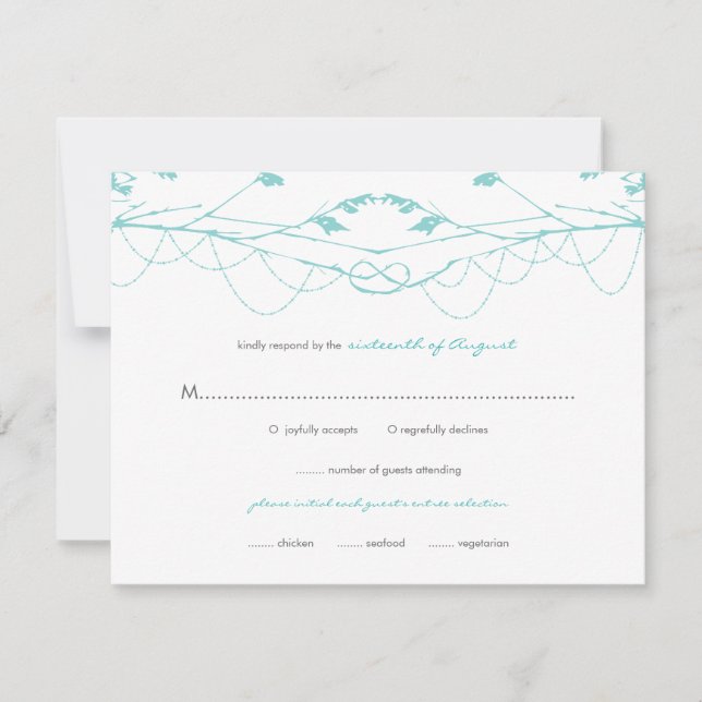 Knotted Love Trees Branches Wedding RSVP Card (Front)