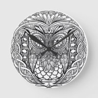 Knotted Mandala Owl Black and White