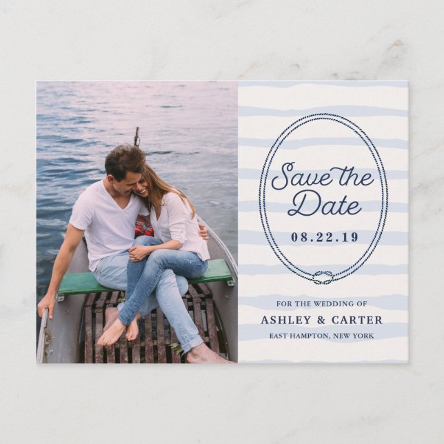 Knotted | Nautical Photo Save the Date Announcement Postcard (Front)