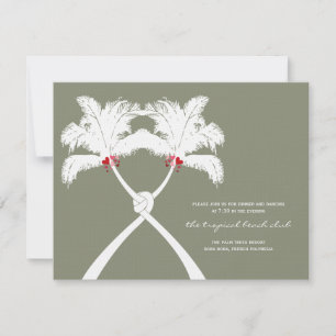 Knotted Palm Trees Red Love Wedding Enclosure Card