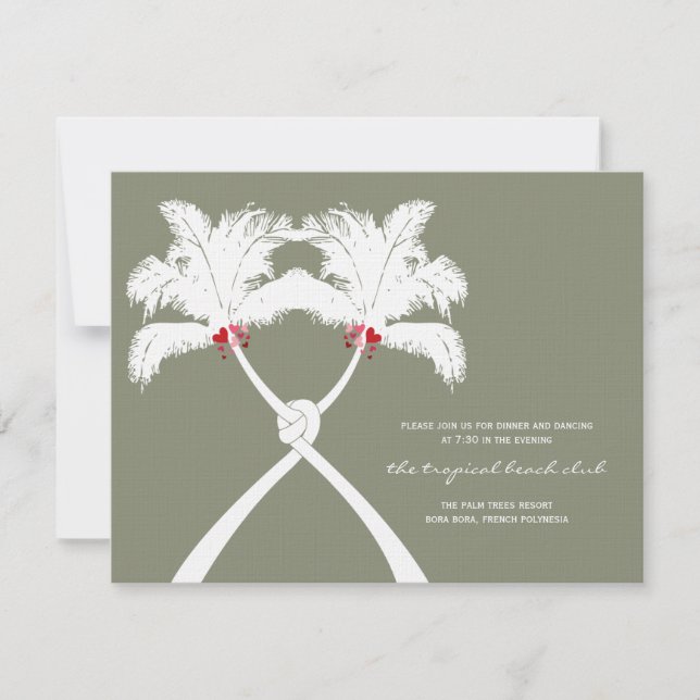 Knotted Palm Trees Red Love Wedding Enclosure Card (Front)