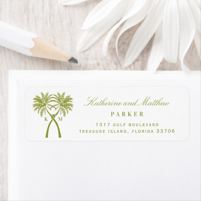 Knotted Palm Trees Tropical Beach Wedding Address (Insitu)