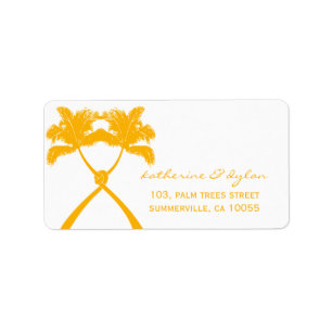 Knotted Palm Trees Tropical Beach Wedding Address Label