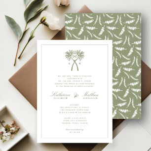 Knotted Palm Trees Tropical Destination Wedding Invitation