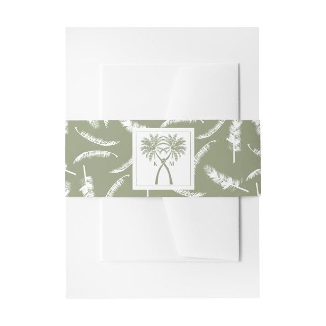 Knotted Palm Trees Tropical Destination Wedding Invitation Belly Band (Front Example)