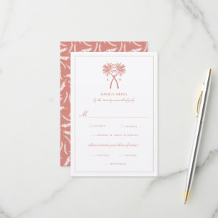 Knotted Palm Trees Tropical Destination Wedding RSVP Card