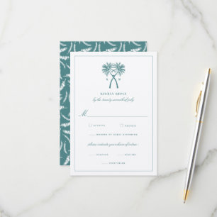 Knotted Palm Trees Tropical Destination Wedding RSVP Card