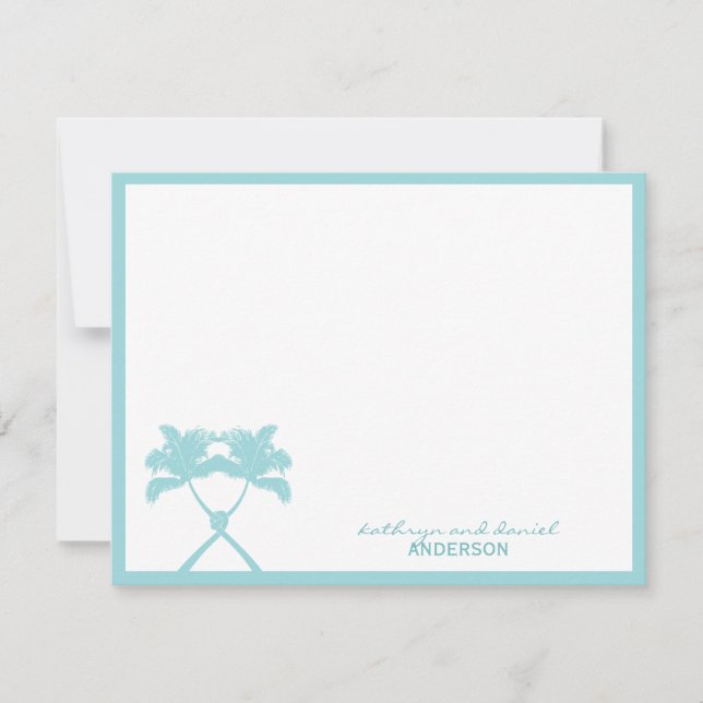 Knotted Palm Trees Tropical Destination Wedding Thank You Card (Front)
