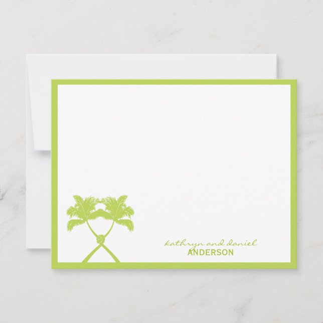 Knotted Palm Trees Tropical Destination Wedding Thank You Card (Front)