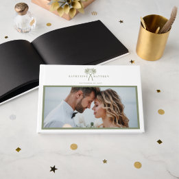 Knotted Palm Trees Tropical Wedding Welcome Sign Guest Book