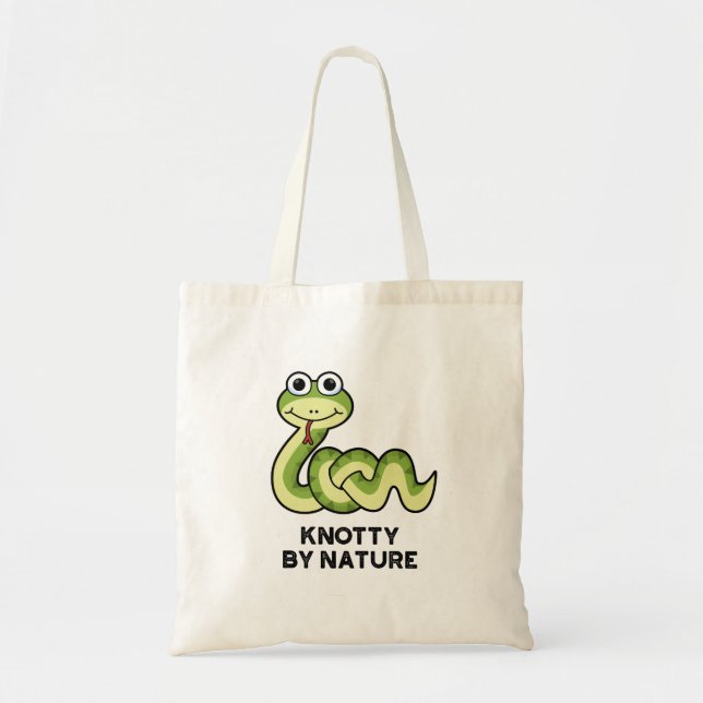 Knotty By Nature Funny Snake Pun Tote Bag (Front)