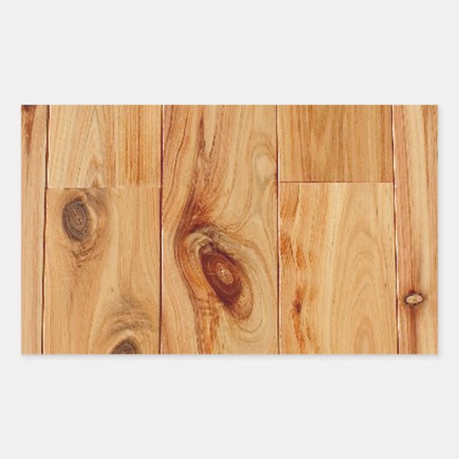 Knotty Light Wood Grain Floor Rectangular Sticker (Front)