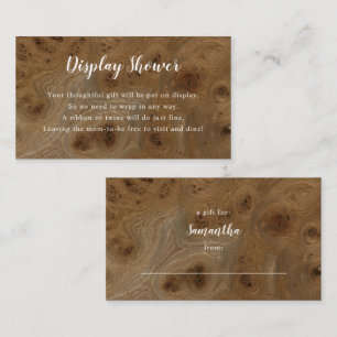 Knotty Wood Display Baby Shower insert card + tag
