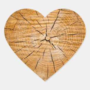 Knotty Wood Slice of Life Heart Sticker