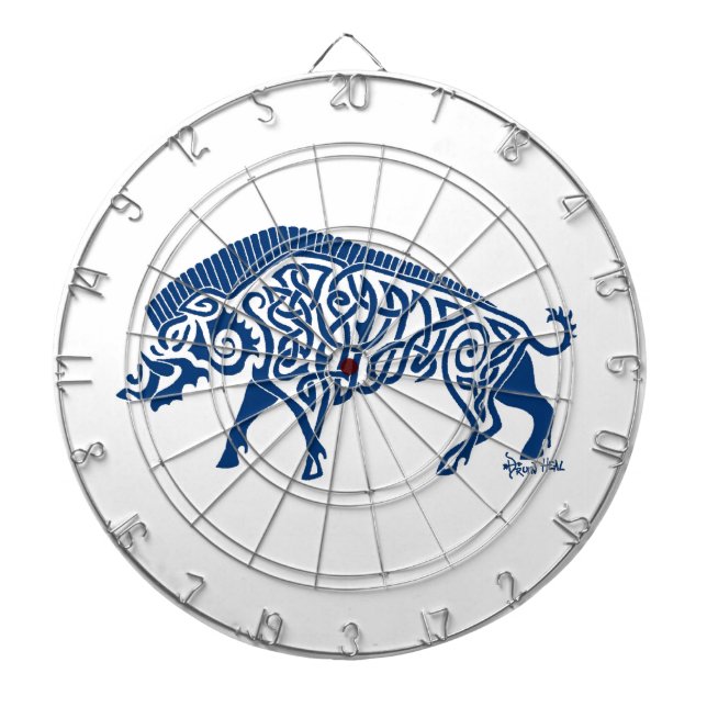 Knotwork Boar, Blue Dartboard (Front)