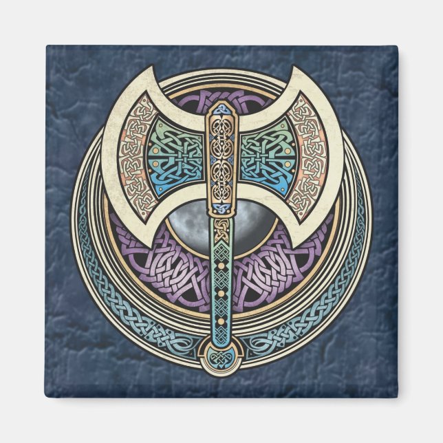 Knotwork Labrys Square Magnet (Front)