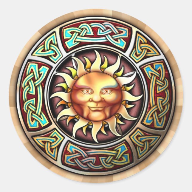 Knotwork Sun Face Stickers (Front)