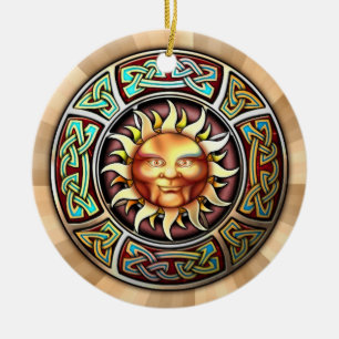 Knotwork Sun Pendant/Ornament Ceramic Tree Decoration