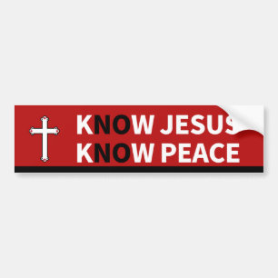 kNOw Jesus kNOw Peace Christians Cross Bumper Sticker