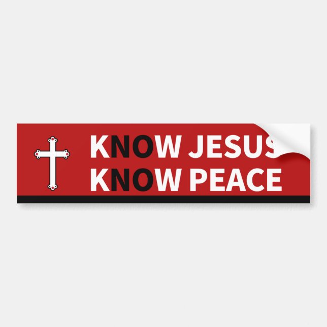 kNOw Jesus kNOw Peace Christians Cross Bumper Sticker (Front)