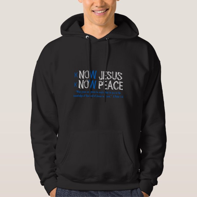 Know Jesus Know Peace Mens Christian T-shirt Hoodie (Front)