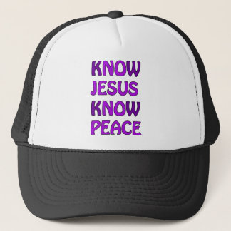 Know Jesus Know Peace No Jesus No Peace In Purple Trucker Hat