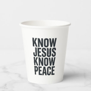 Know Jesus Know Peace Vintage Christian Typography Paper Cups