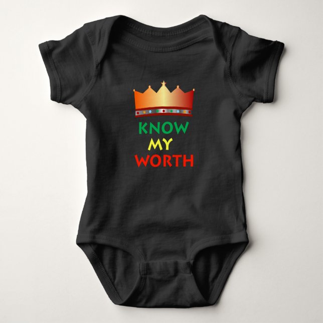 Know My Worth baby jumpsuit (Front)