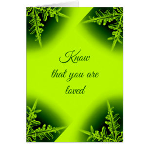 Know that you are loved neon green card
