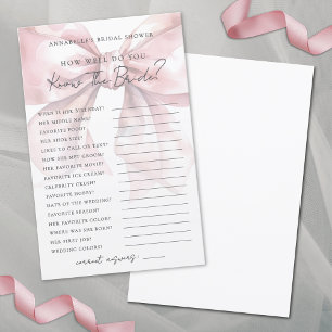Know The Bride Blush Pink Bow Bridal Shower Game