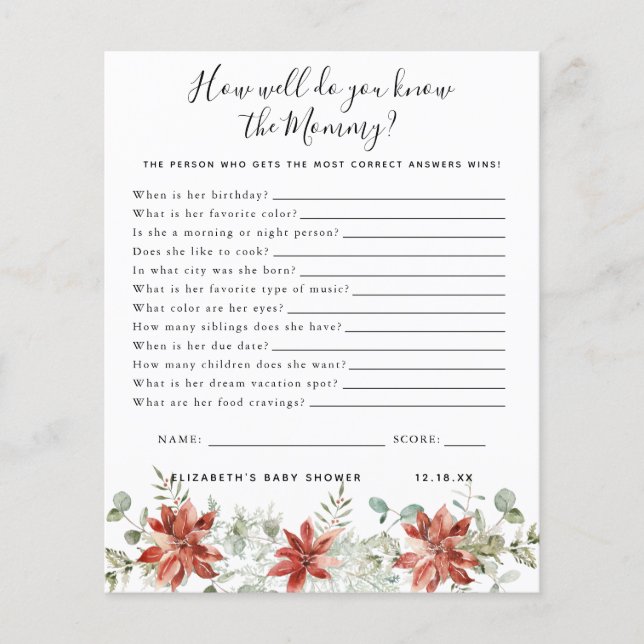 Know The Mummy | Baby Shower Game (Front)