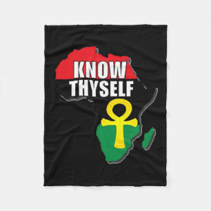 Know Thyself African Black History Month Ankh Egyp Fleece Blanket