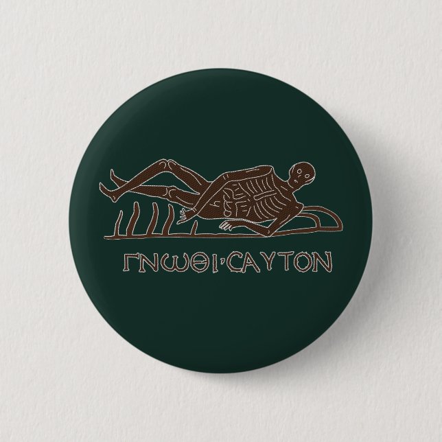 Know Thyself Memento Mori Mosaic 6 Cm Round Badge (Front)