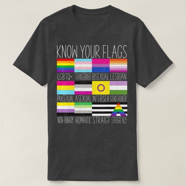 Know Your Flags  LGBTQ+ Gay Pride Flag Transgender T-Shirt (Design Front)