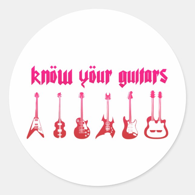 Know Your Guitar - Emo Alternative Grunge Rock Classic Round Sticker (Front)
