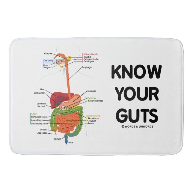 Know Your Guts Digestive System Geek Humour Bath Mat (Front)