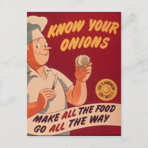 Know your onions postcard