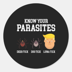 Know Your Parasites Funny Anti Trump Resist Luna T Classic Round Sticker